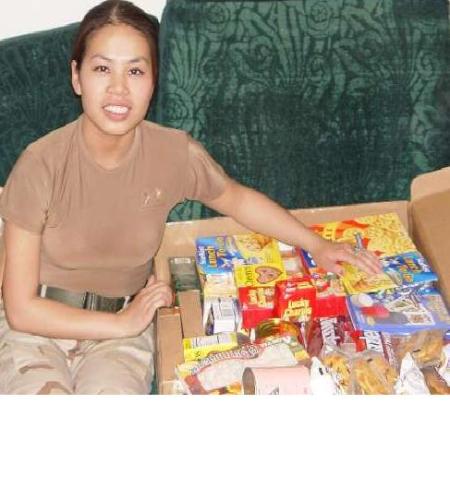Happy soldier with "good" care package